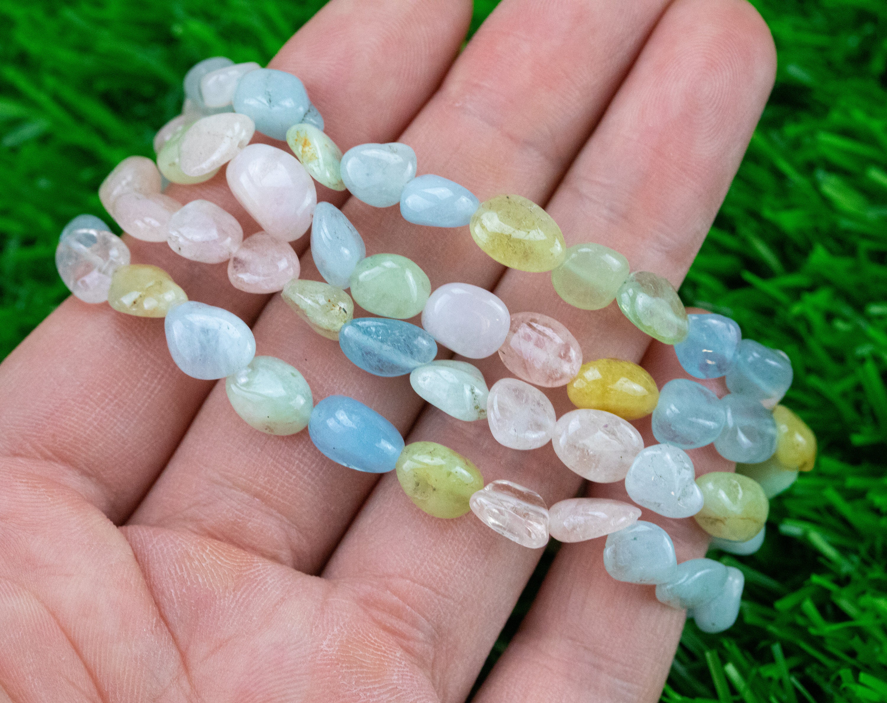 Morganite With Beryl Stretchy String Oval Bracelet Natural Crystal Gemstone Bracelets - Gemstone Nugget Bracelets Handmade Jewelry Bracelet Morganite With Beryl Stretchy String Oval Bracelet Natural Crystal Gemstone Bracelets - Gemstone Nugget Bracelets Handmade Jewelry Bracelet