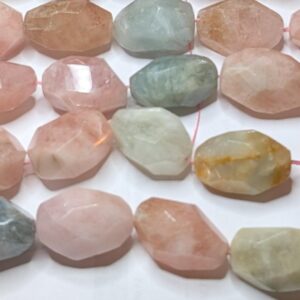 Morganite Faceted Nugget Beads, Grade A, 15X20-20X25mm, 7 beads on 8 Inch from Dakota Stones    DAK1500