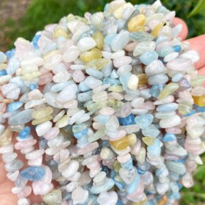 Full 32' Natural Morganite 5~10mm Size Chip Beads,bracelets/neckalce For Jewelry Making Beads,gemstone Freeform Chip Nugget Beads.