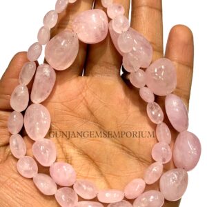 Morganite Gemstone Smooth Nuggets Beads Pink Morganite Nuggets Exclusive Jumbo Size Morganite Hand Polished Nuggets Morganite Bead Necklace