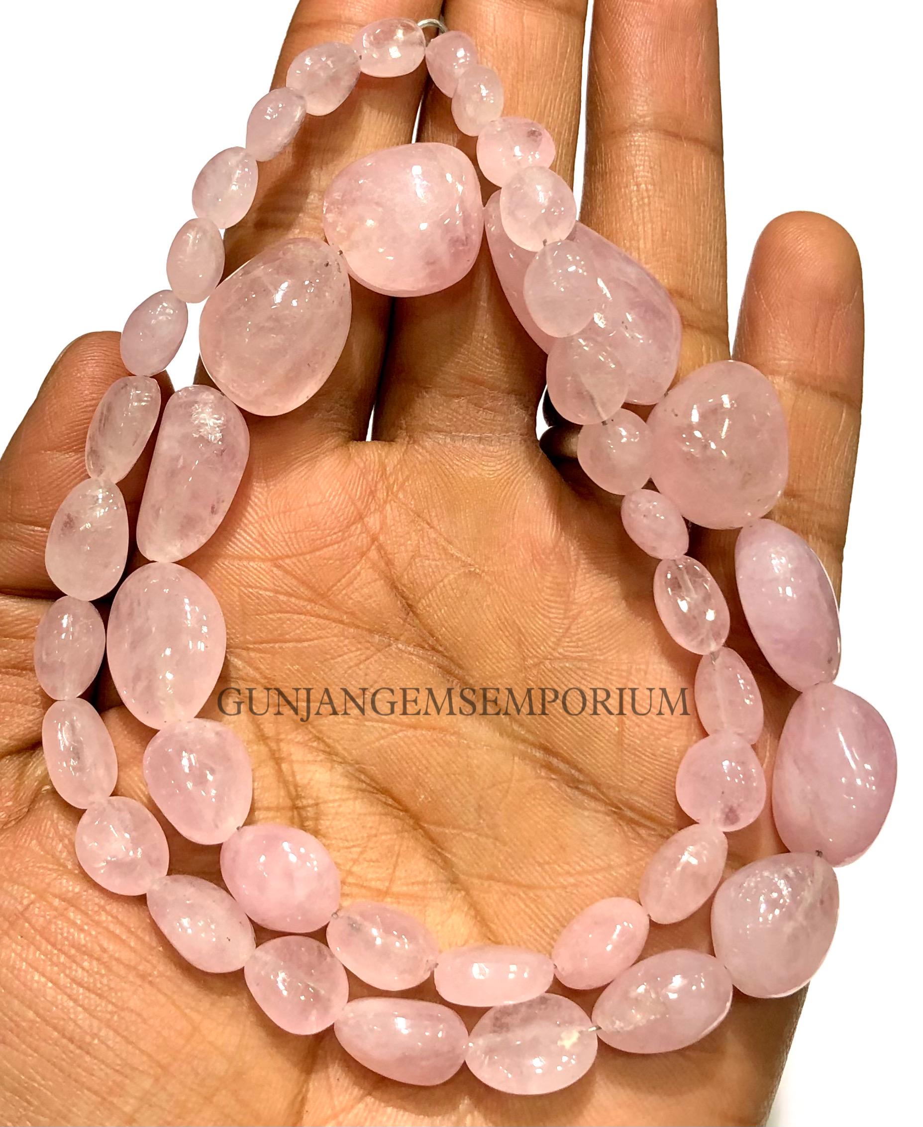Morganite Gemstone Smooth Nuggets Beads Pink Morganite Nuggets Exclusive Jumbo Size Morganite Hand Polished Nuggets Morganite Bead Necklace