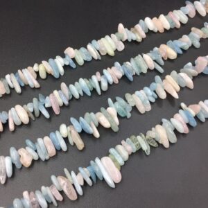 Natural Morganite Chip Beads Stick Beads Tiny Morganite Shard Beads Polished Morganite Beads Top Drilled Supplies 10-25mm 15.5" full strand