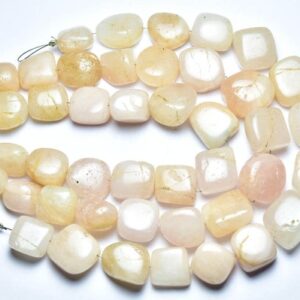 Natural Morganite Nugget Beads - 8 Inches - Beautiful Smooth Opaque Morganite Beads Size Is 12 - 15 Mm, #2364