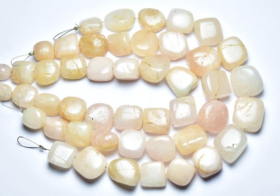 Natural Morganite Nugget Beads - 8 Inches - Beautiful Smooth Opaque Morganite Beads Size Is 12 - 15 Mm, #2364
