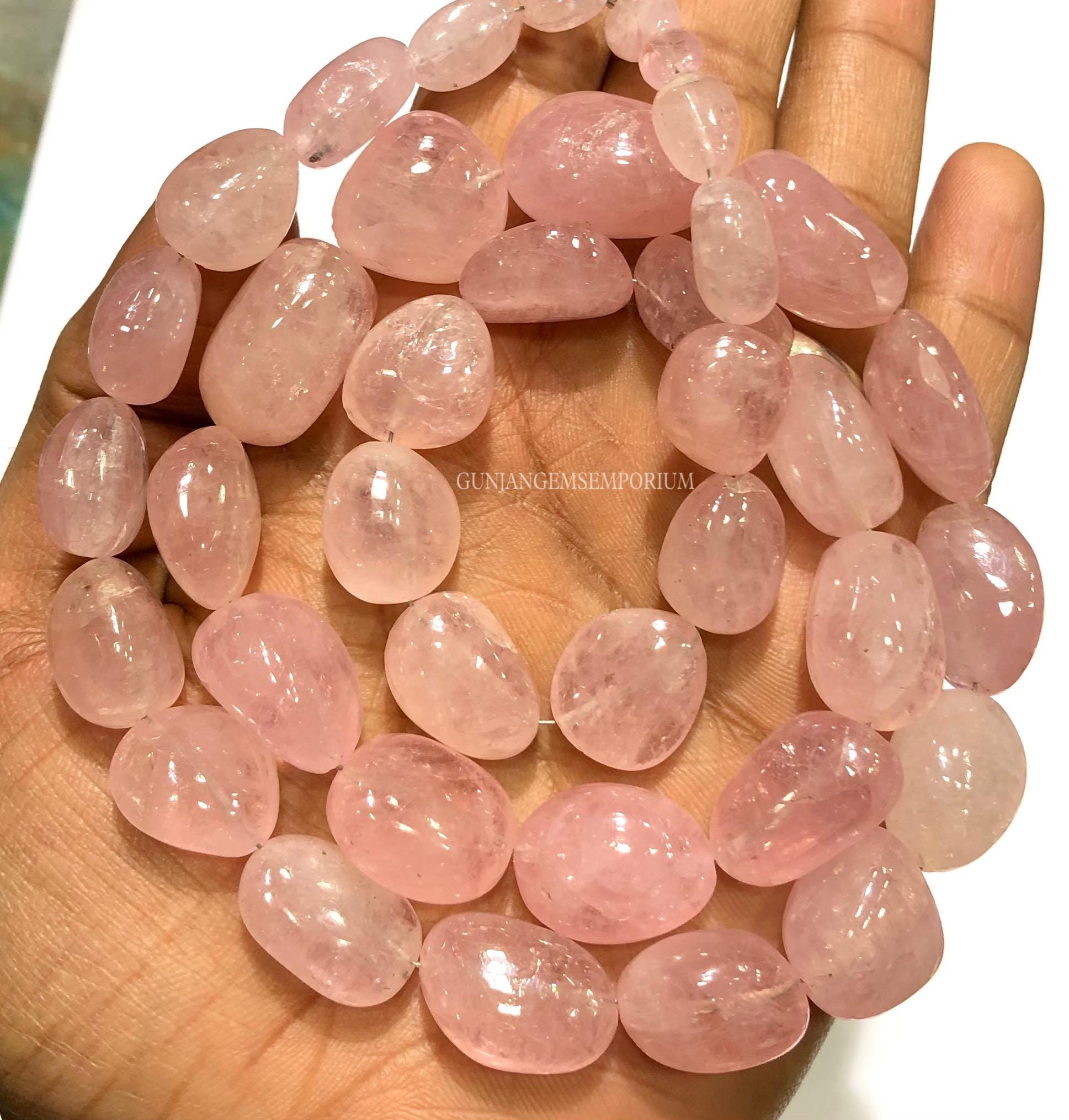 Natural Morganite Smooth Nuggets Beads Pinkish Peach Morganite Nuggets Pink Morganite Stone Hand Polished Nuggets 25 Inch Morganite Necklace