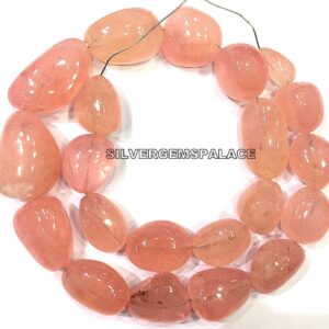 Natural Morganite Smooth Nuggets Beads Polished Morganite Nuggets Beads Pink Morganite Gemstone Beads Morganite Beads String Top Quality 14"