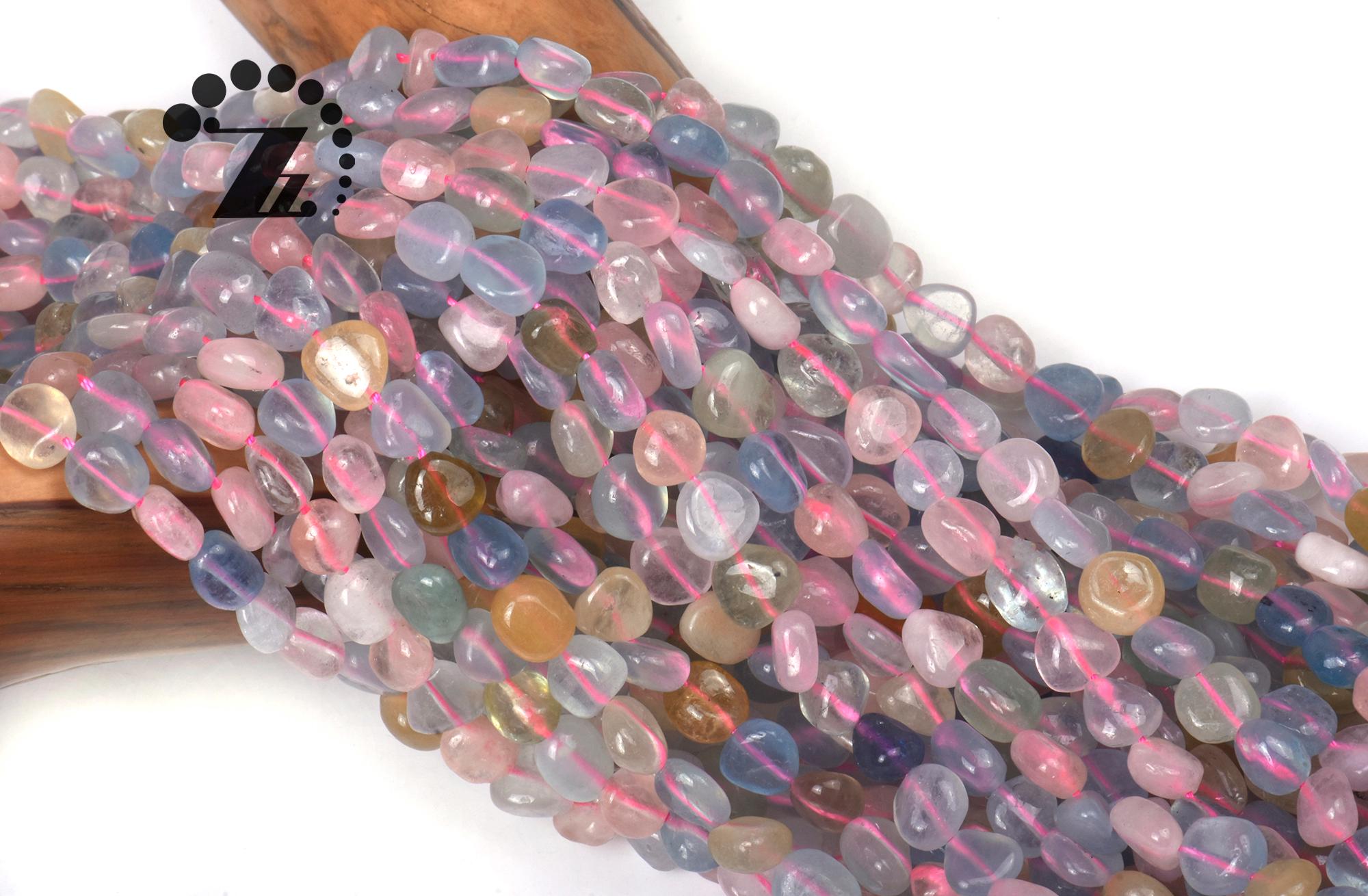 Morganite Pebble Chips Beads,candy Color,rainbow,natural,gemstone,diy Beads,grade A,5-8mm,15" Full Strand