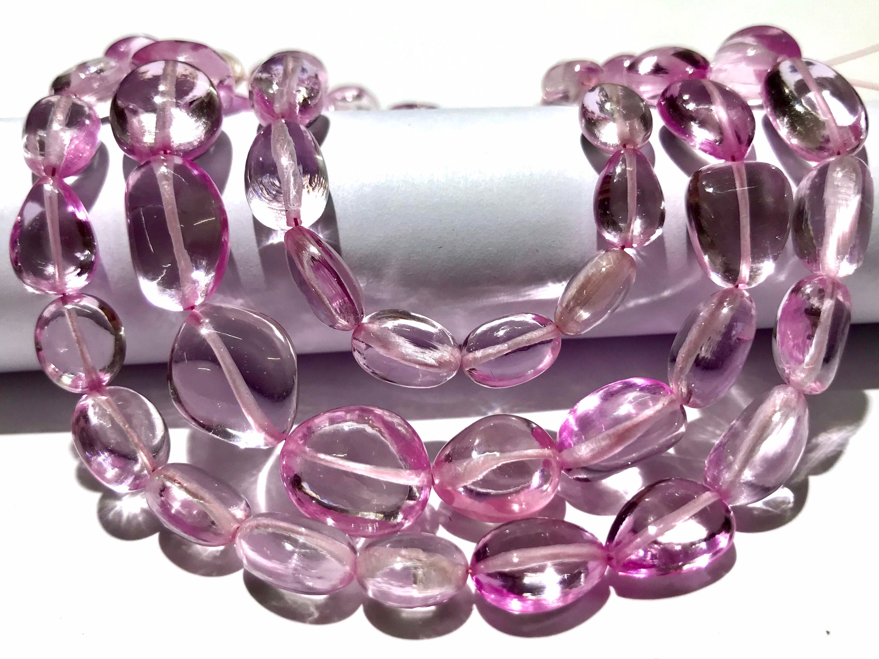 Pink Morganite Color Corundum Smooth Nuggets 8-11mm*10-15mm W*h Pink Morganite Plain Polished Nuggets 25” Pink Morganite Corundum Gems Beads