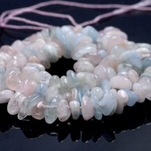 Sale !!! 8-9mm Morganite Gemstone Pebble Chip Loose Beads 16 Inch (80002080-a10)