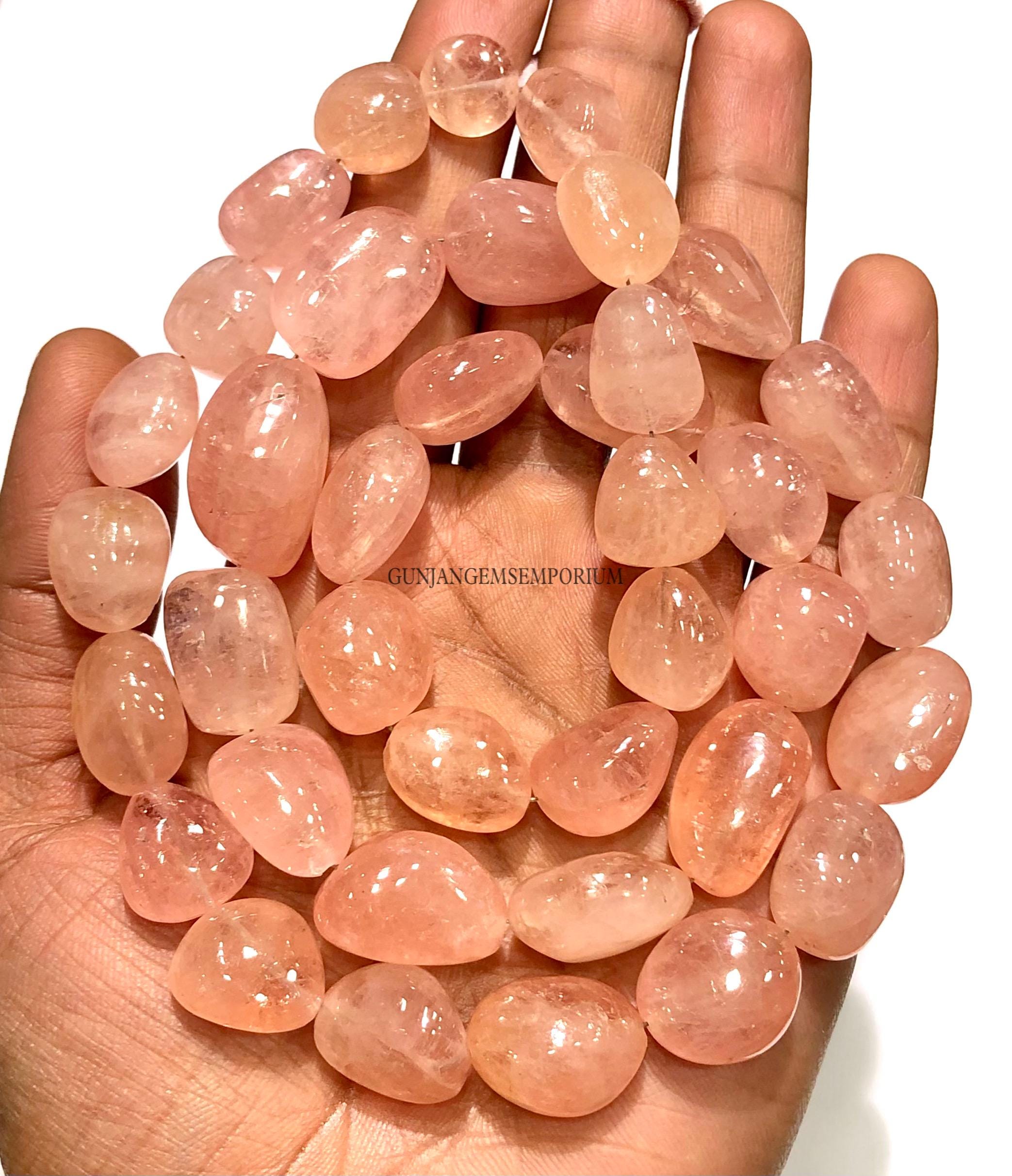 So Gorgeous~~morganite Smooth Nuggets Beads Pinkish Peach Morganite Nuggets Pink Morganite Hand Polished Nuggets 24 Inch Morganite Necklace