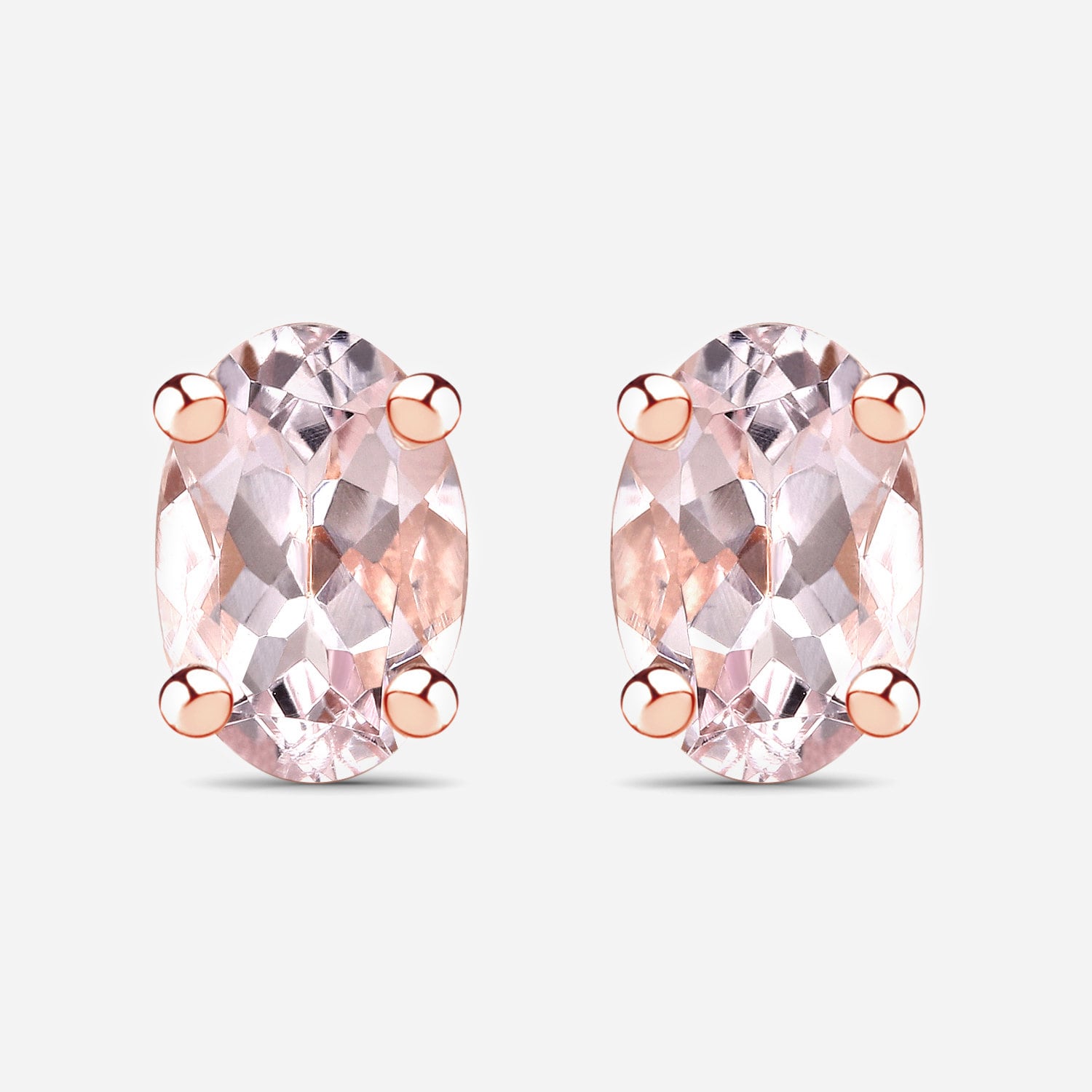 14k Rose Gold Plated 0.80 Carat Genuine Morganite .925 Sterling Silver Earrings, Natural Morganite Stud Earrings For Her 14k Rose Gold Plated 0.80 Carat Genuine Morganite .925 Sterling Silver Earrings, Natural Morganite Stud Earrings For Her