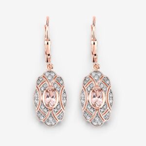 Morganite Earrings, Genuine Morganite Rose Gold Plated Silver Earrings For Women, Peach Morganite Gemstone Dangling Earrings For Her Morganite Earrings, Genuine Morganite Rose Gold Plated Silver Earrings For Women, Peach Morganite Gemstone Dangling Earrings For Her