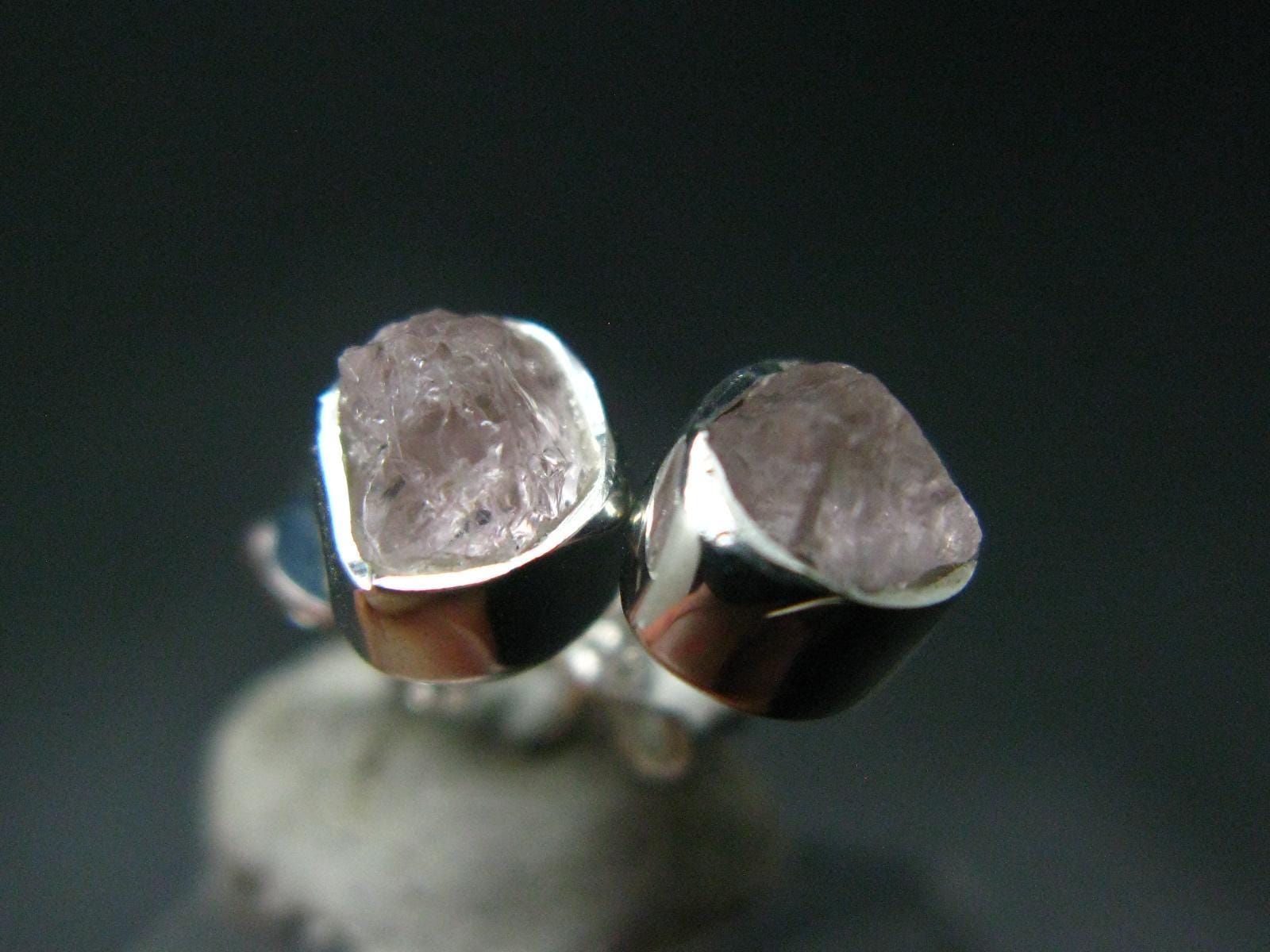 Morganite Pink Beryl Crystal Sterling Silver Stud Earrings From Brazil