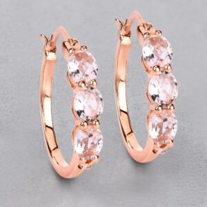 Morganite, Morganite Silver Earrings, Natural Morganite Hinge Earrings In .925 Sterling Silver For Women, Pink Gemstone, Christmas Gifts Morganite, Morganite Silver Earrings, Natural Morganite Hinge Earrings In .925 Sterling Silver For Women, Pink Gemstone, Christmas Gifts