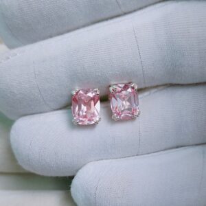 Morganite Stud Earrings, Cushion Cut Morganite Stud Earrings, 925 Sterling Silver Earrings, Pink Morganite Earrings, Lab Grown Morganite Morganite Stud Earrings, Cushion Cut Morganite Stud Earrings, 925 Sterling Silver Earrings, Pink Morganite Earrings, Lab Grown Morganite
