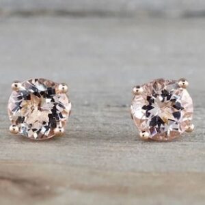 Morganite Stud Earring: Round 6.0MM Birthstone Earrings Bridal Jewelry Wedding Anniversary Gift for her Morganite Stud Earring: Round 6.0MM Birthstone Earrings Bridal Jewelry Wedding Anniversary Gift for her