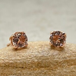 Morganite Stud Earrings, Solitaire With Flower Petal Prongs, Push Back, Lifetime Care Plan Included, Genuine Gems Ls6440 Morganite Stud Earrings, Solitaire With Flower Petal Prongs, Push Back, Lifetime Care Plan Included, Genuine Gems Ls6440