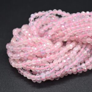 2.5mm Pink Morganite Gemstone Faceted Round Beads - 15" Strand