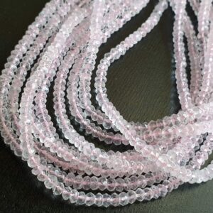 3.5-4mm Morganite Faceted Rondelle Beads, Natural Morganite Beads, Pink Morganite Beads For Jewelry (6.5in To 13in Options) - Aag55
