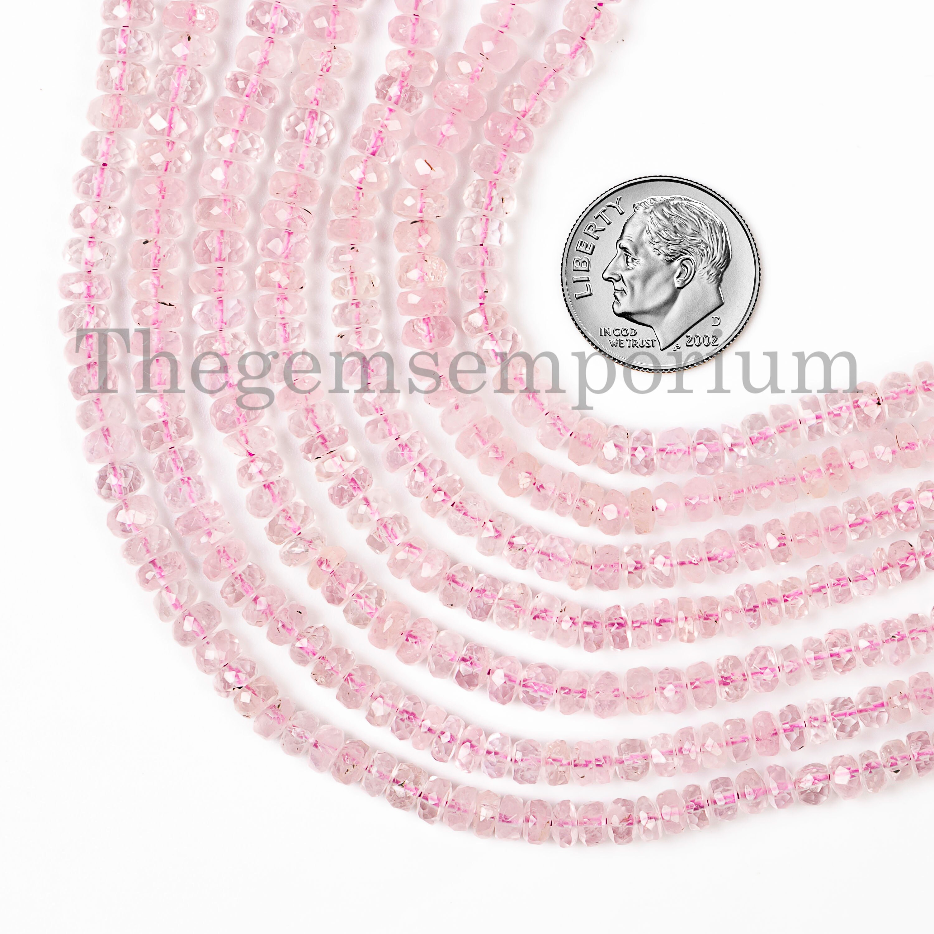3-6.5mm Morganite Faceted Rondelle, Gemstone Beads, Morganite Faceted Beads, Morganite Rondelle Beads, Gemstone Rondelle Beads
