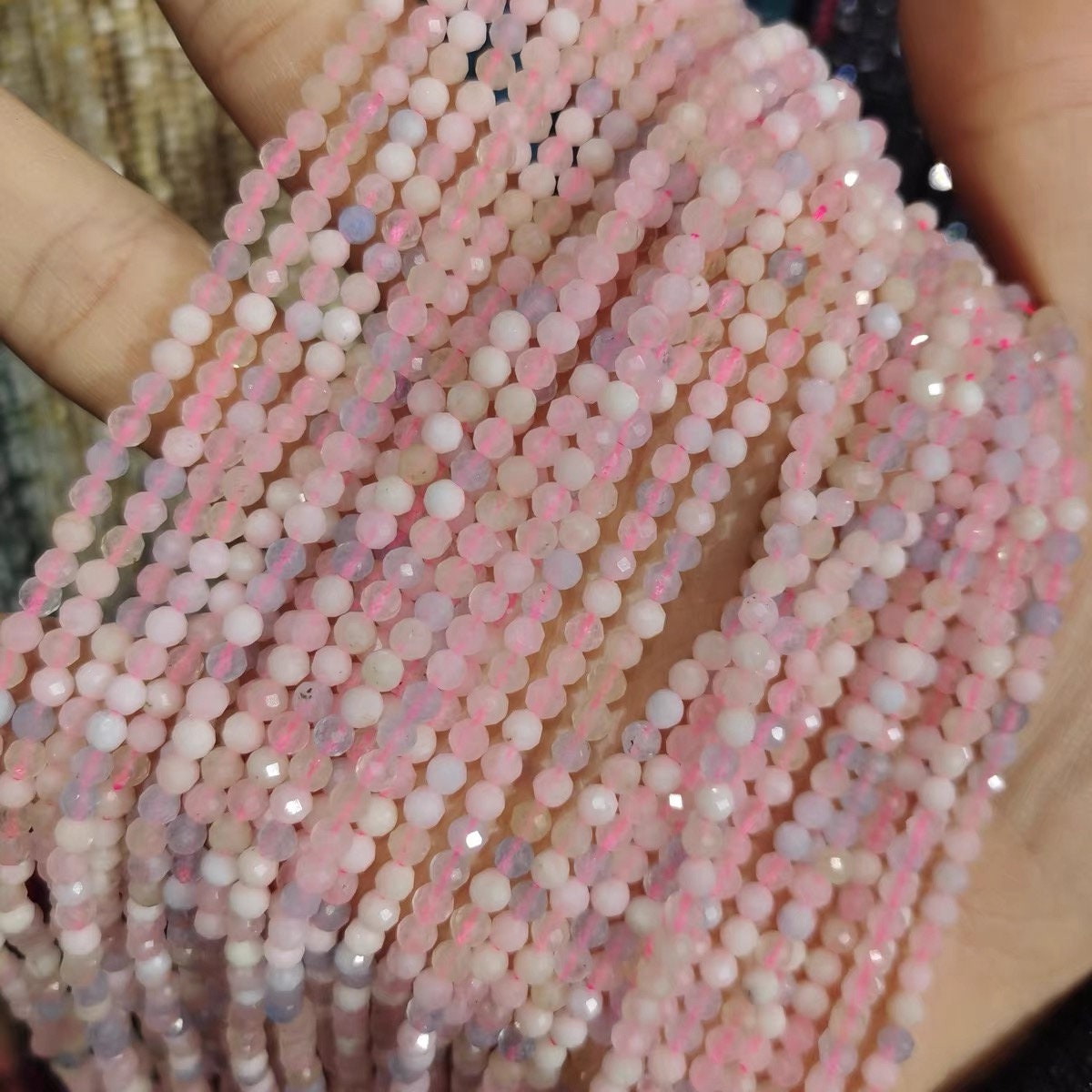 3mm-4mm Natural Faceted Pink Morganite Loose Beads,wholeslae Beads Handmade Jewelry Making Diy Beads Bulk Supply, 15 Inches One Strand
