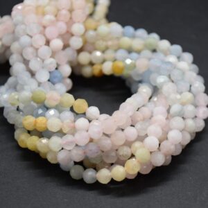 4mm Mixed Morganite Beryl Gemstone Faceted Round Beads - 15" Strand | Semi-precious Gemstone Beads For Jewellery Making