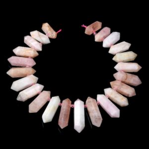 50x13-28x13mm Natural Pink Morganite Gemstone Gradated Top Drilled Faceted Points Beads 15.5 Inch Full Strand Bulk Lot(80016539-s16)
