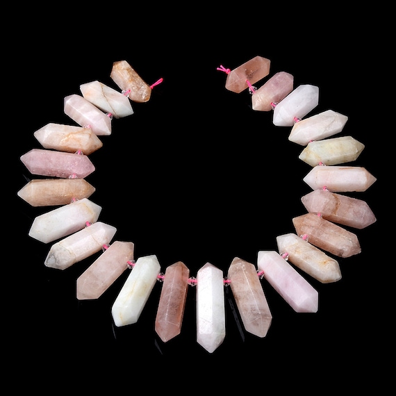 50x13-28x13mm Natural Pink Morganite Gemstone Gradated Top Drilled Faceted Points Beads 15.5 Inch Full Strand Bulk Lot(80016539-s16)