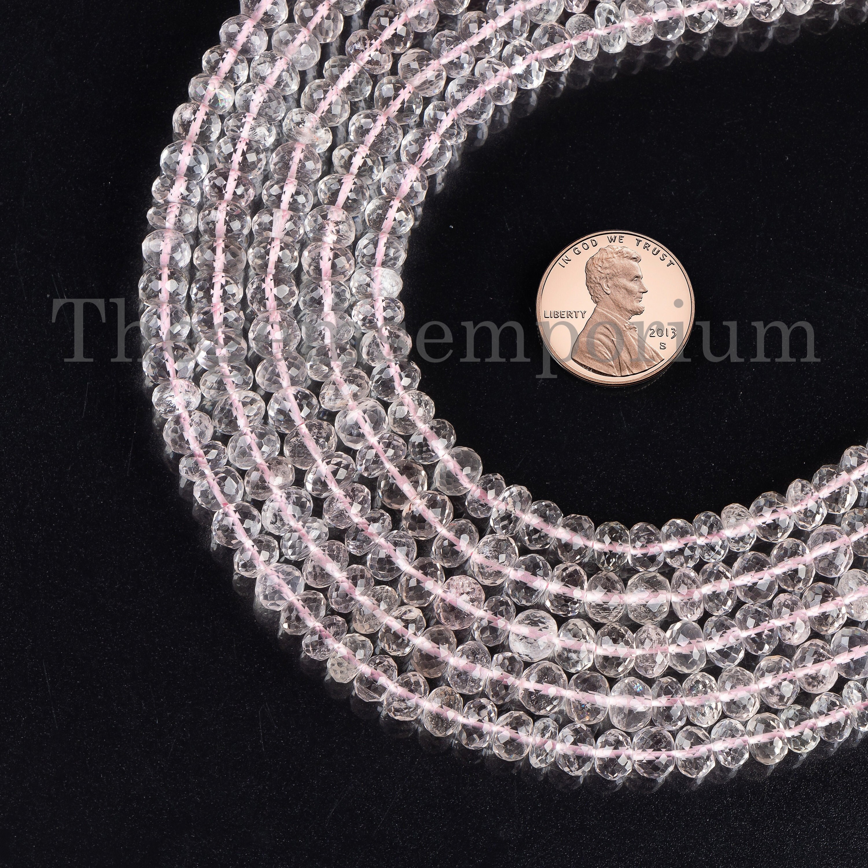 6-6.5 Mm Morganite Briolette Beads, Morganite Faceted Rondelle Beads, Natural Morganite Strand, Faceted Rondelle Beads, Beads For Crafts