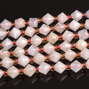 6MM Pink Beryl Morganite Aquamarine Beads Grade AA Genuine Natural Gemstone Bicone Faceted Loose Beads 15"/7.5" Bulk Lot Options