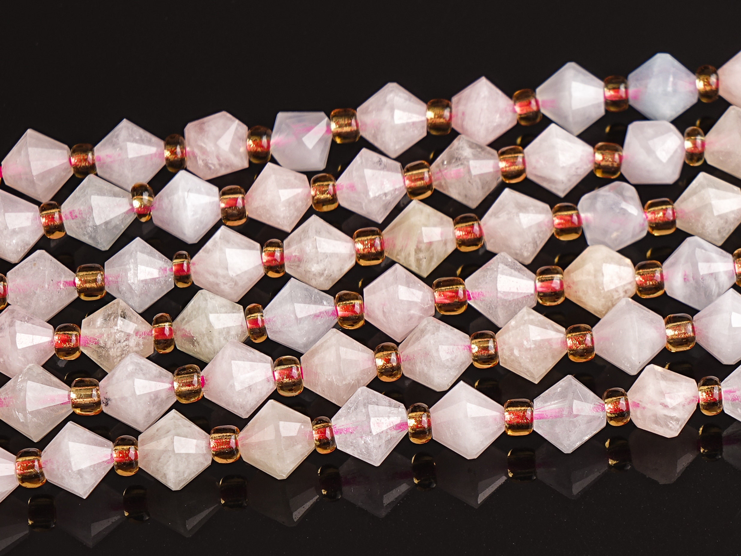 6mm Pink Beryl Morganite Aquamarine Beads Grade Aa Genuine Natural Gemstone Bicone Faceted Loose Beads 15"/7.5" Bulk Lot Options