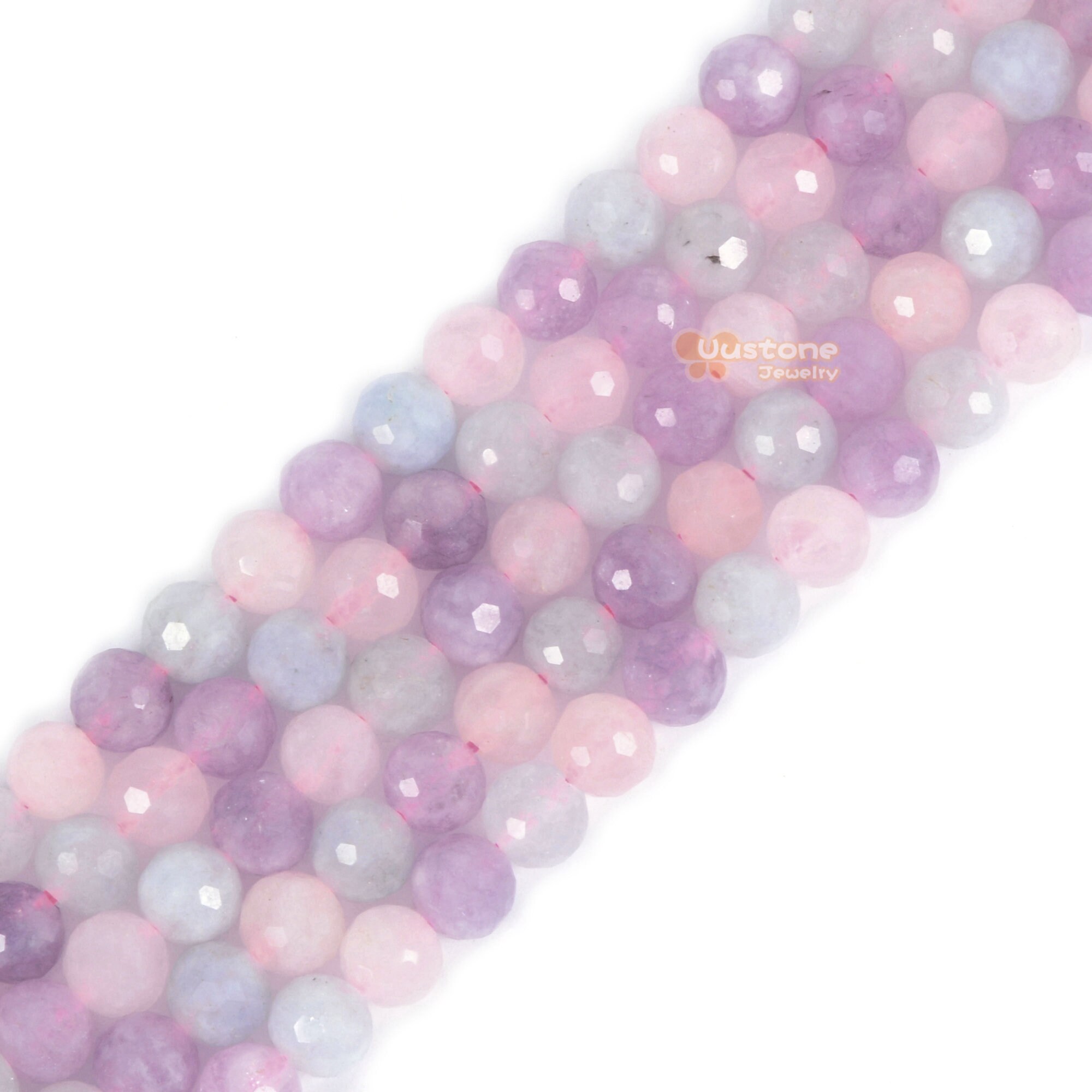 6mm Faceted Rainbow Morganite Round Ball Loose Beads Diy Jewelry Making Beads Strand 15.5-16"