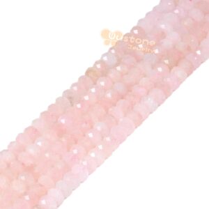 6mm to 7mm Pink Morganite Faceted Rondelle Loose Gemstone Beads 16"