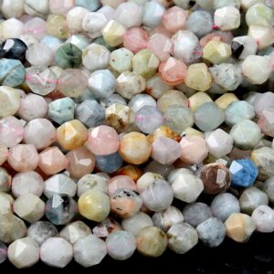 7MM Natural Morganite Gemstone Star Cut Faceted Loose Beads (D400)