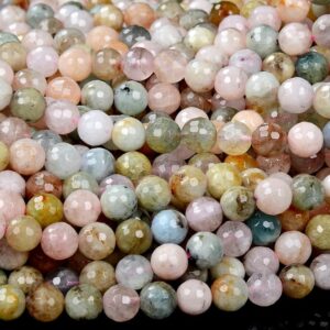 8mm Natural Morganite Gemstone Micro Faceted Round Loose Beads Bulk Lot 1,2,6,12 And 50 (d400)
