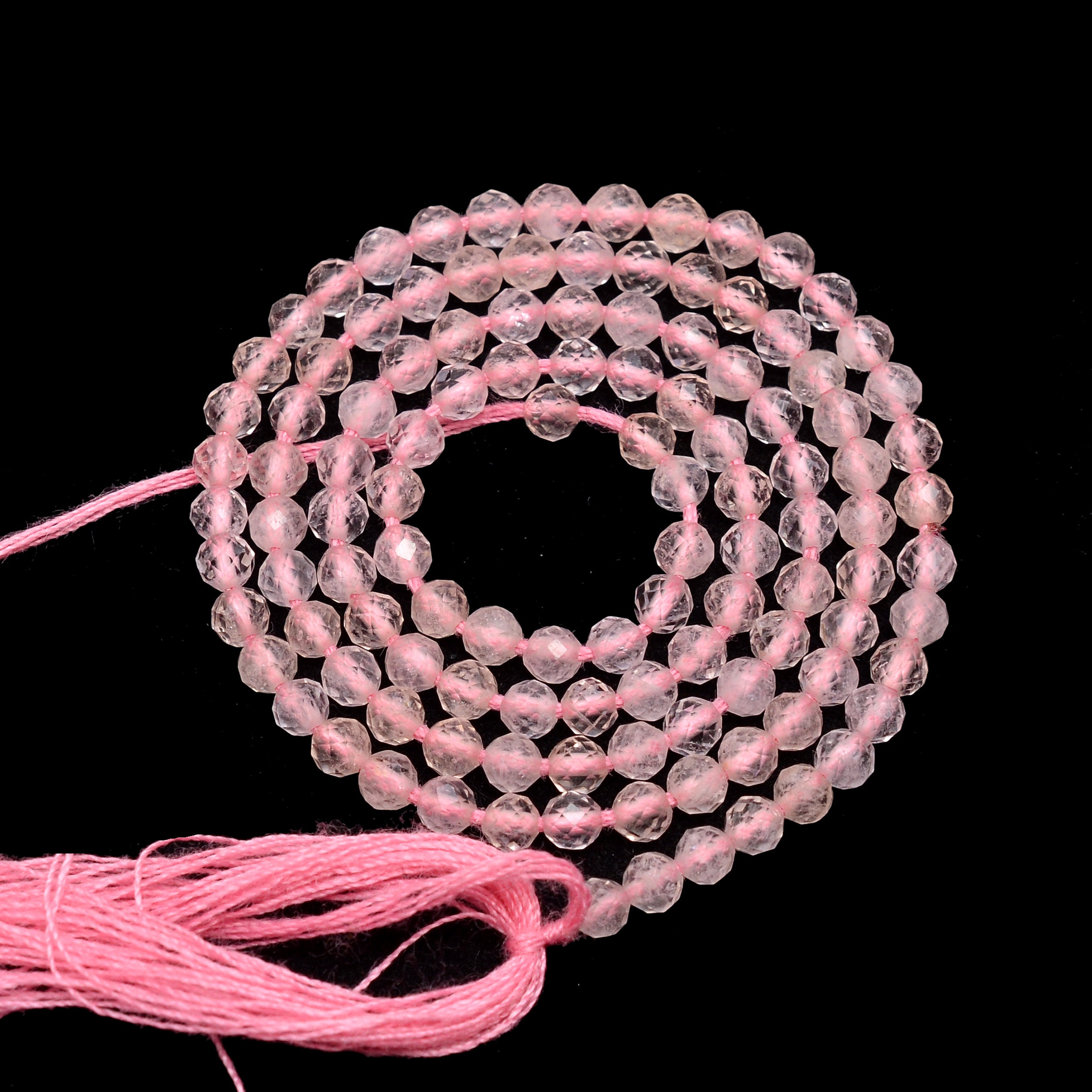 Aaa+ Morganite Gemstone 3mm Micro Faceted Rondelle Beads | Natural Pink Morganite Precious Gemstone Loose Beads For Jewelry | 13inch Strand
