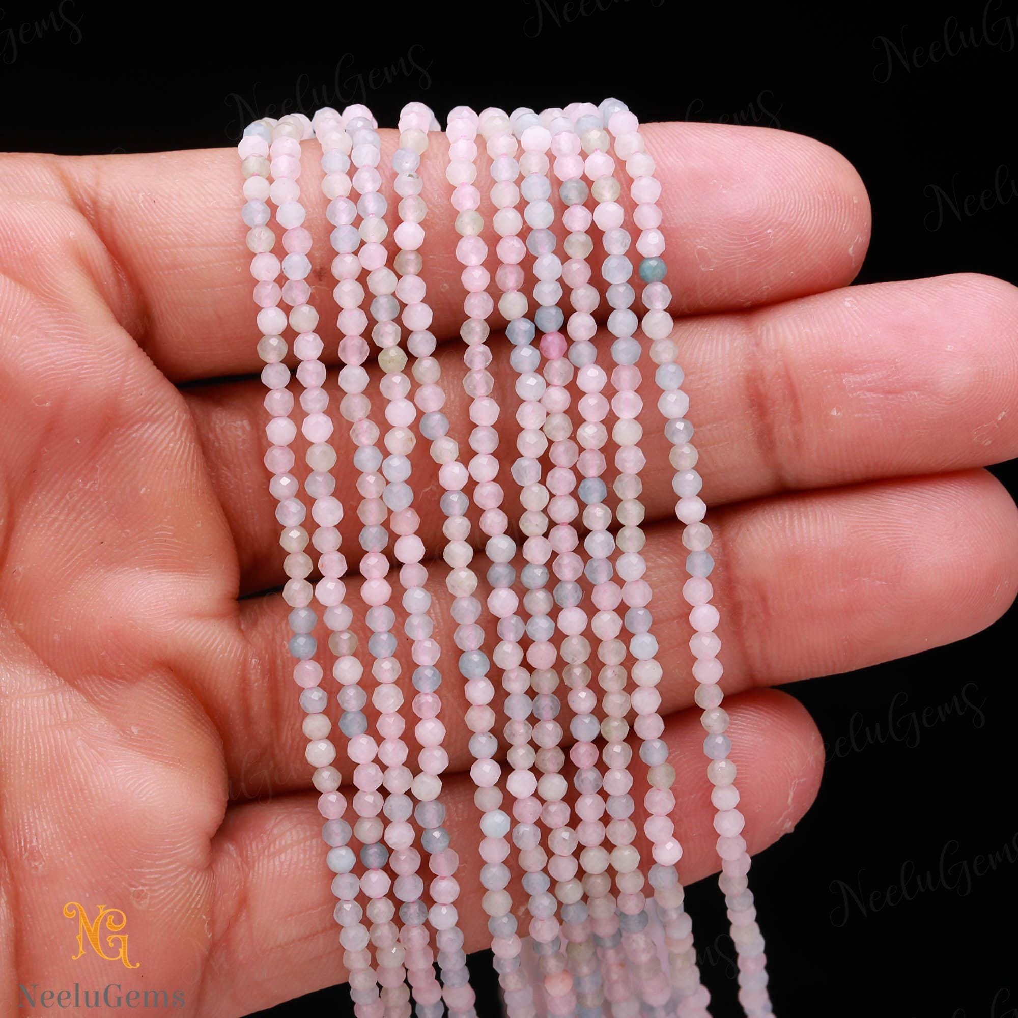 Aaa+ Natural Multicolor Morganite Microcut Faceted Beads,2.4-2.5 Mm Morganite Tiny Rondelle Beads,13"gemstone Beads For Handmade Jewelry