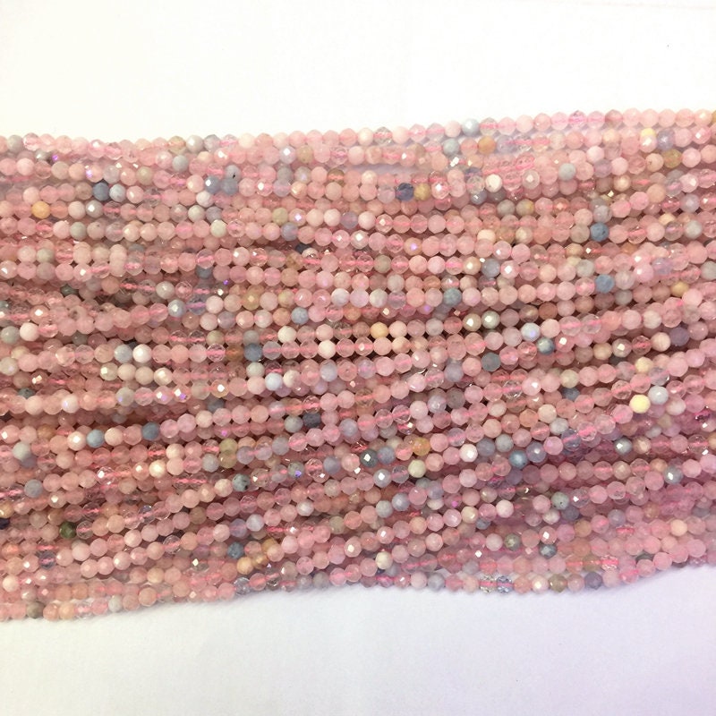 Morganite Faceted Beads 2mm 3mm 4mm Tiny Round Micro Faceted Morganite Beads Small Beryl Gemstone Beads Pink Beads Aquamarine Semi Precious