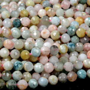 Natural Morganite Gemstone Grade A Micro Faceted Round 7mm 8mm Loose Beads (d400)