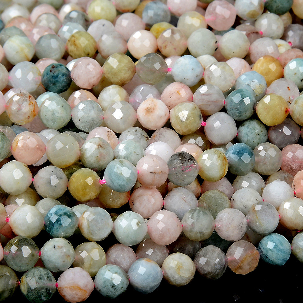 Natural Morganite Gemstone Grade A Micro Faceted Round 7mm 8mm Loose Beads (d400)