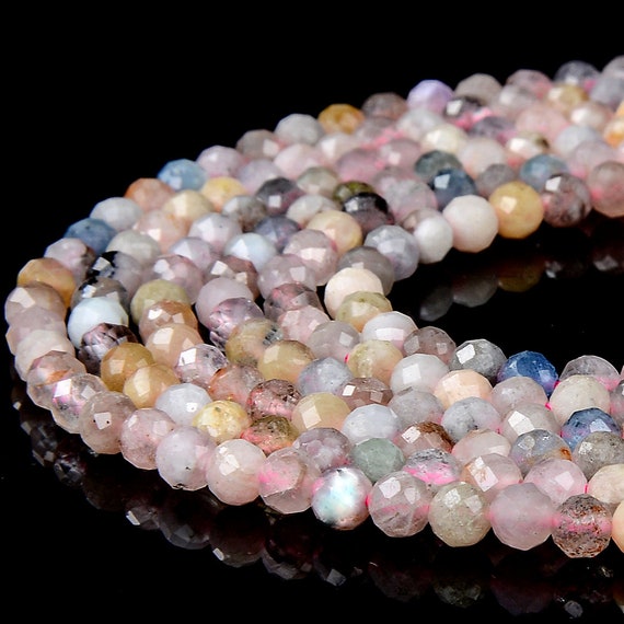 Natural Morganite Gemstone Grade Aa 4mm Micro Faceted Round Beads 15 Inch Full Strand Bulk Lot 1,2,6,12 And 50 (80018184-p94)