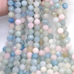 Natural Faceted Morganite Round Beads,Morganite Faceted DIY loose beads supply.15 inches one starand