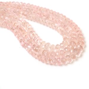 Peach Morganite Faceted Beads, 4mm To 8mm, Peach Morganite Rondelle, Morganite Jewelry Making Gemstone Beads, 18 Inch Full Strand