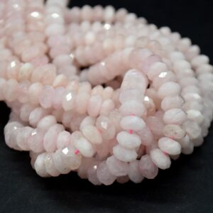 Pink Morganite Gemstone Faceted Rondelle Spacer Beads - 8mm X 5mm - 15" Strand