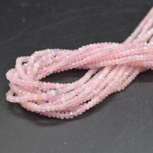 Pink Morganite Gemstone Faceted Rondelle Spacer Beads - 3mm X 2mm - 15" Strand