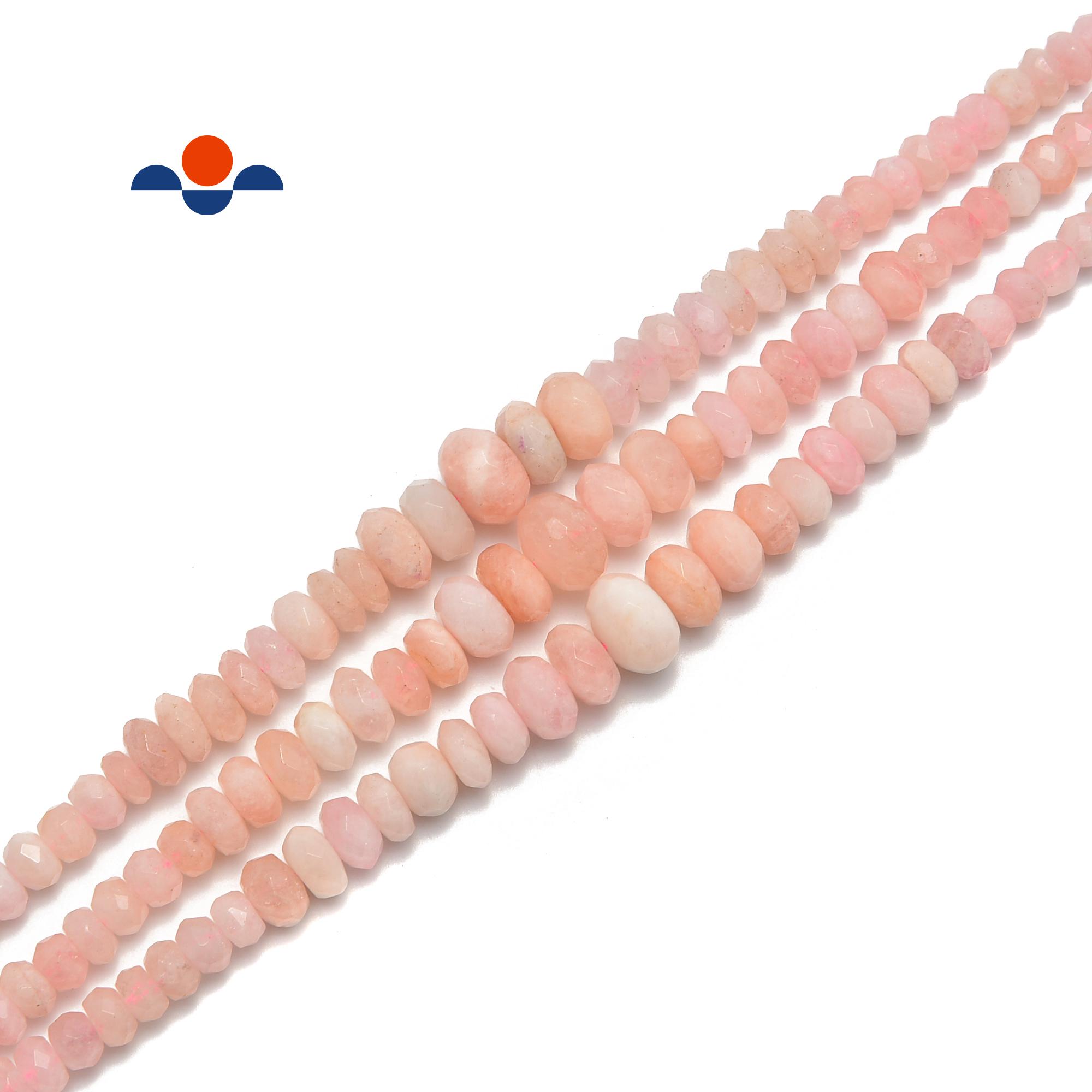 Pink Morganite Graduated Faceted Rondelle Beads Size 6mm-14mm 15.5" Strand