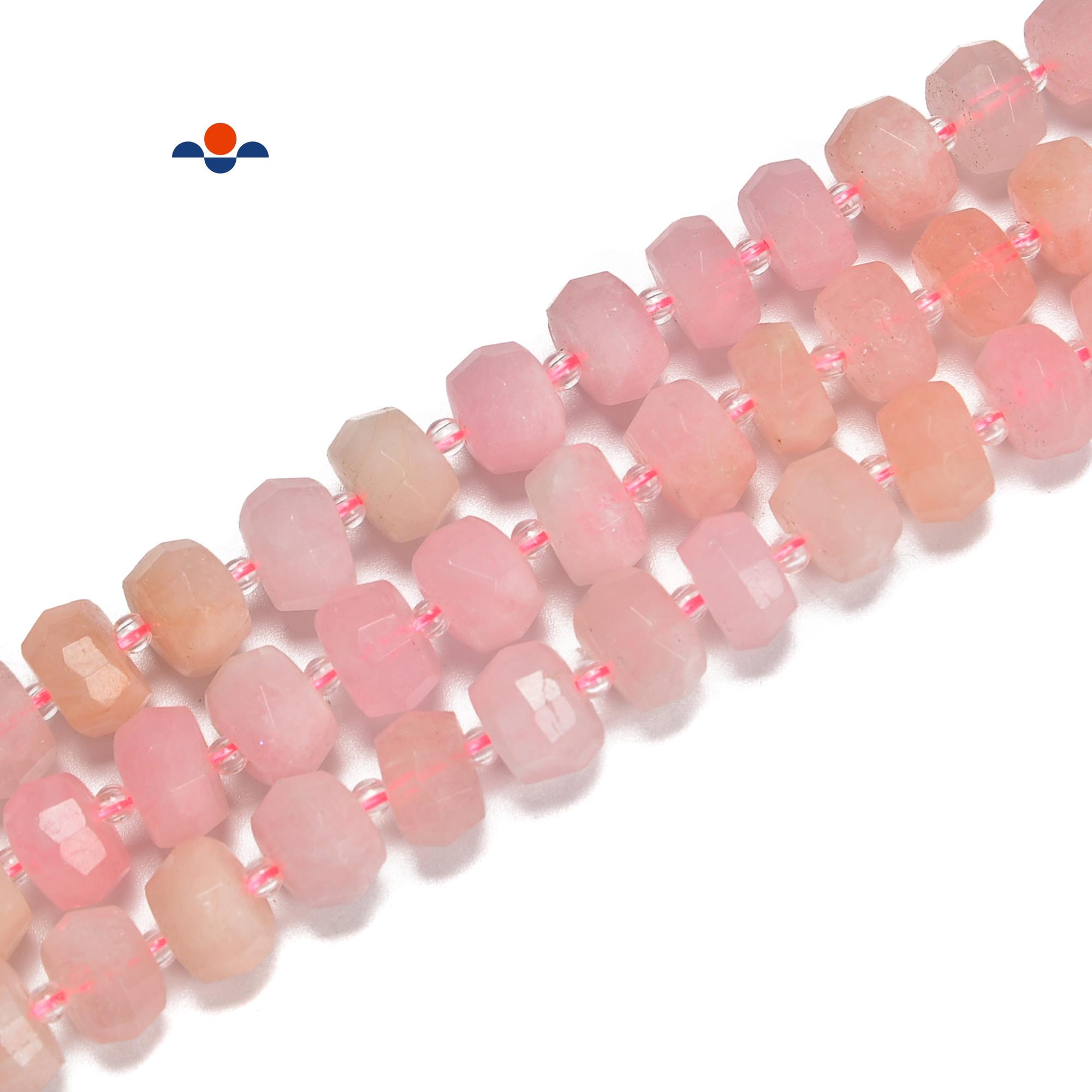 Pink Morganite Faceted Rondelle Beads Size 7-8mm 9-10mm 10-11mm 15.5" Strand