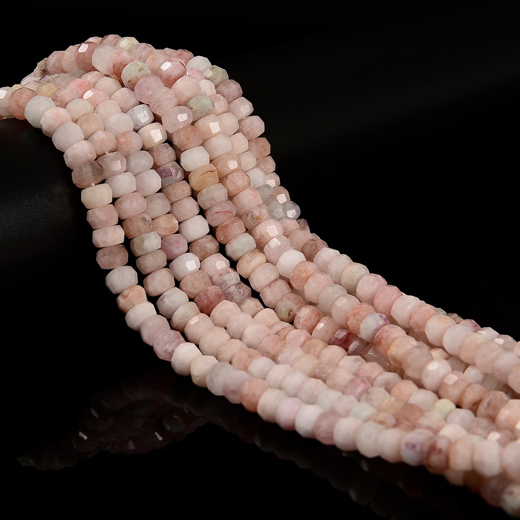 Pink Morganite Faceted Rondelle Wheel Disc Beads Size 4-5x7mm 6x8mm 15.5''strand