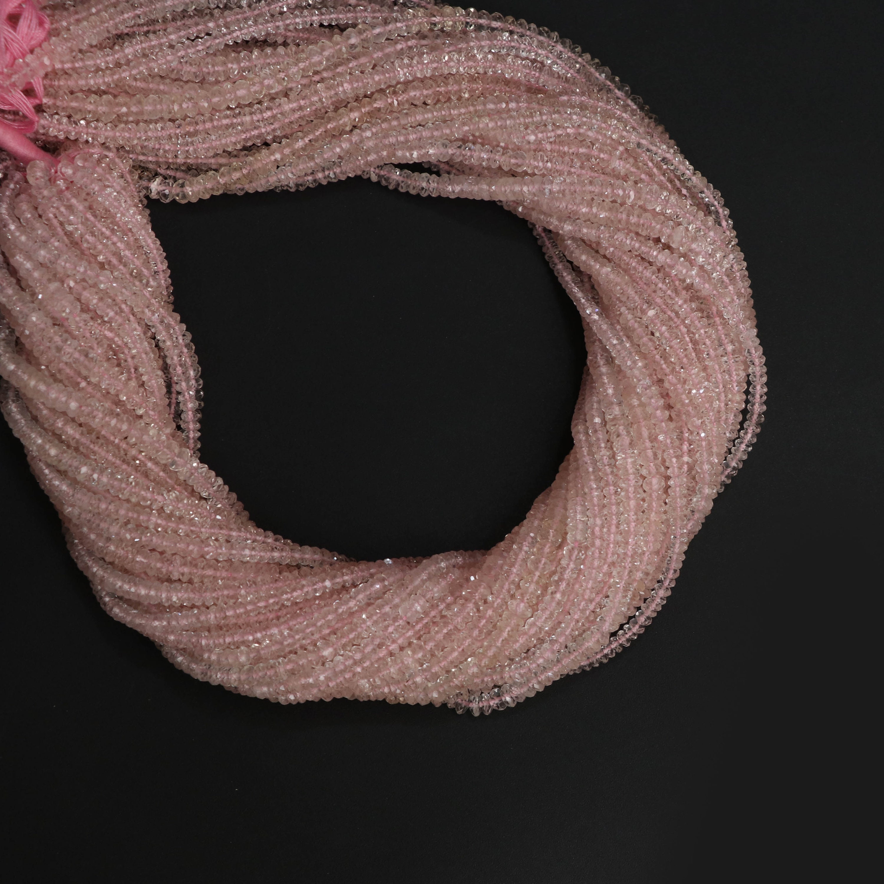 Morganite Faceted Rondelle Beads, 4 Mm, Faceted Cut Beads, Morganite Beads, Morganite Jewelry, 14 Inch Full Strand, Price Per Strand