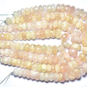 Morganite Rondelle Beads - 8 Inches - Natural Faceted Peach Morganite Rondelle - Size Is 7 - 10.5 Mm #2602